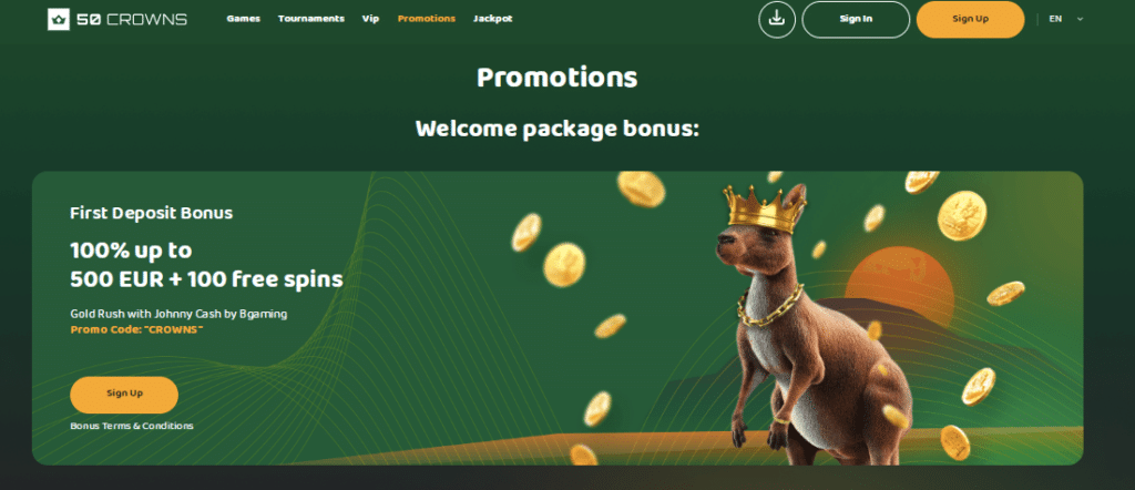 50 crowns online casino bonus