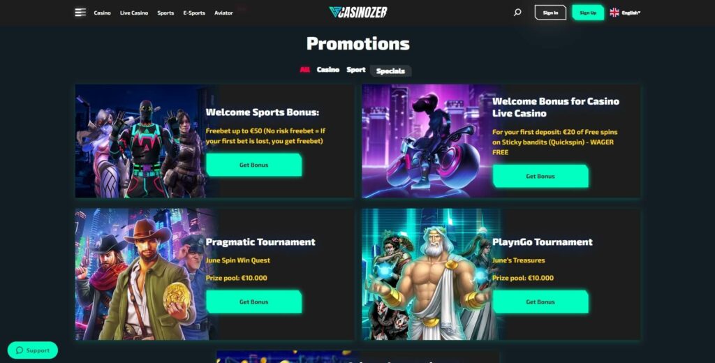 Casinozer Casino No Deposit Bonus