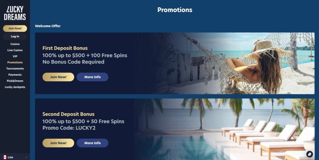 Lucky Dreams Online Casino Bonus