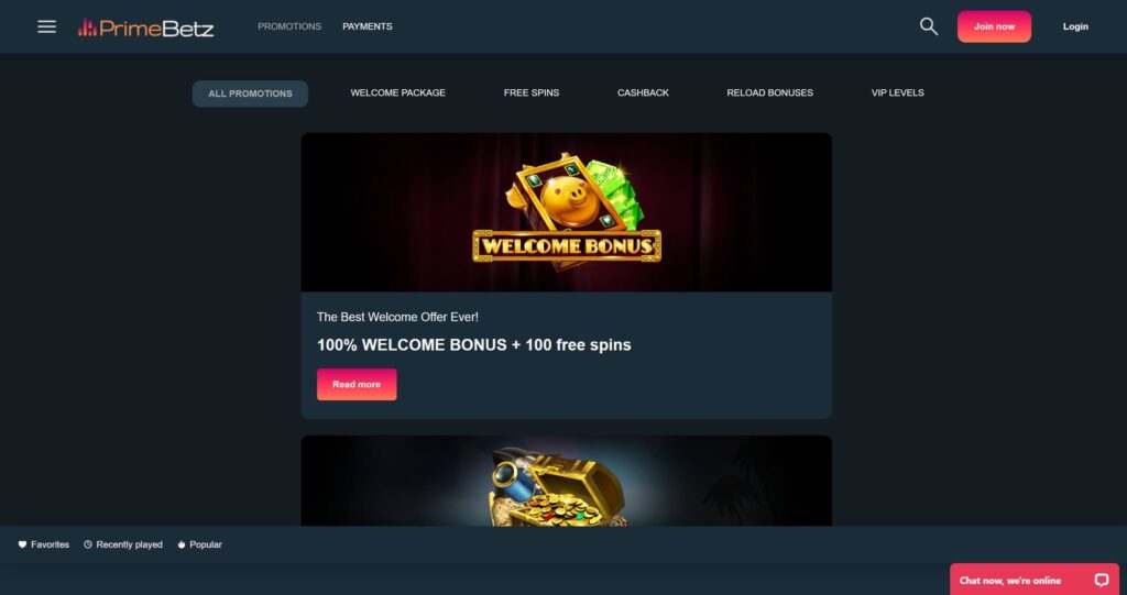 PrimeBetz Casino Bonus