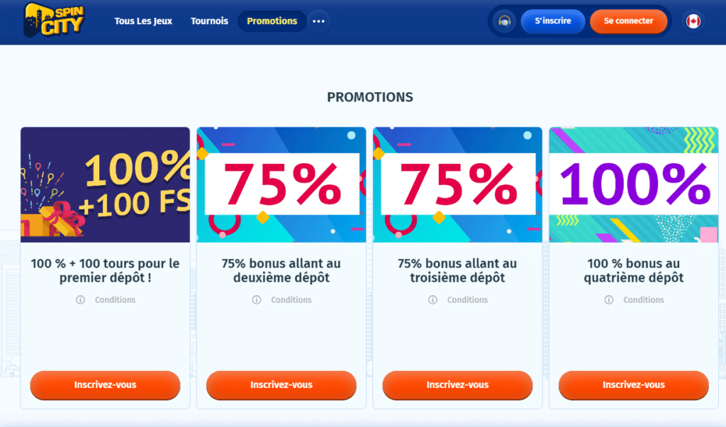 Spin City Online Casino Bonus