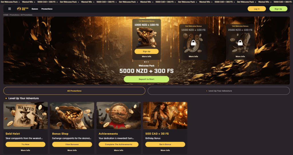 Wanted Win Online Casino Bonus