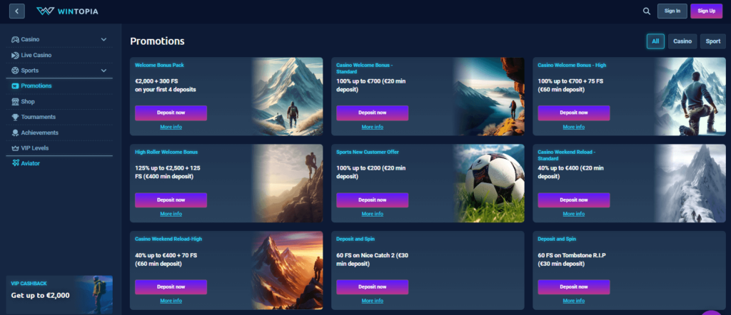 Wintopia Casino Bonus