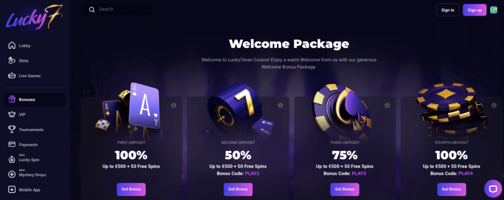 lucky7even online casino bonus